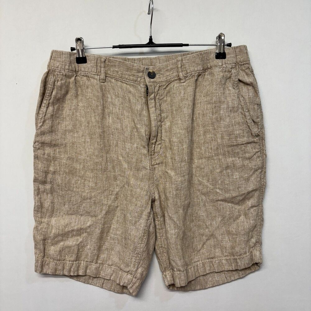 Caribbean Men 100% Linen Chino Shorts Size 38 Beige C039 -11